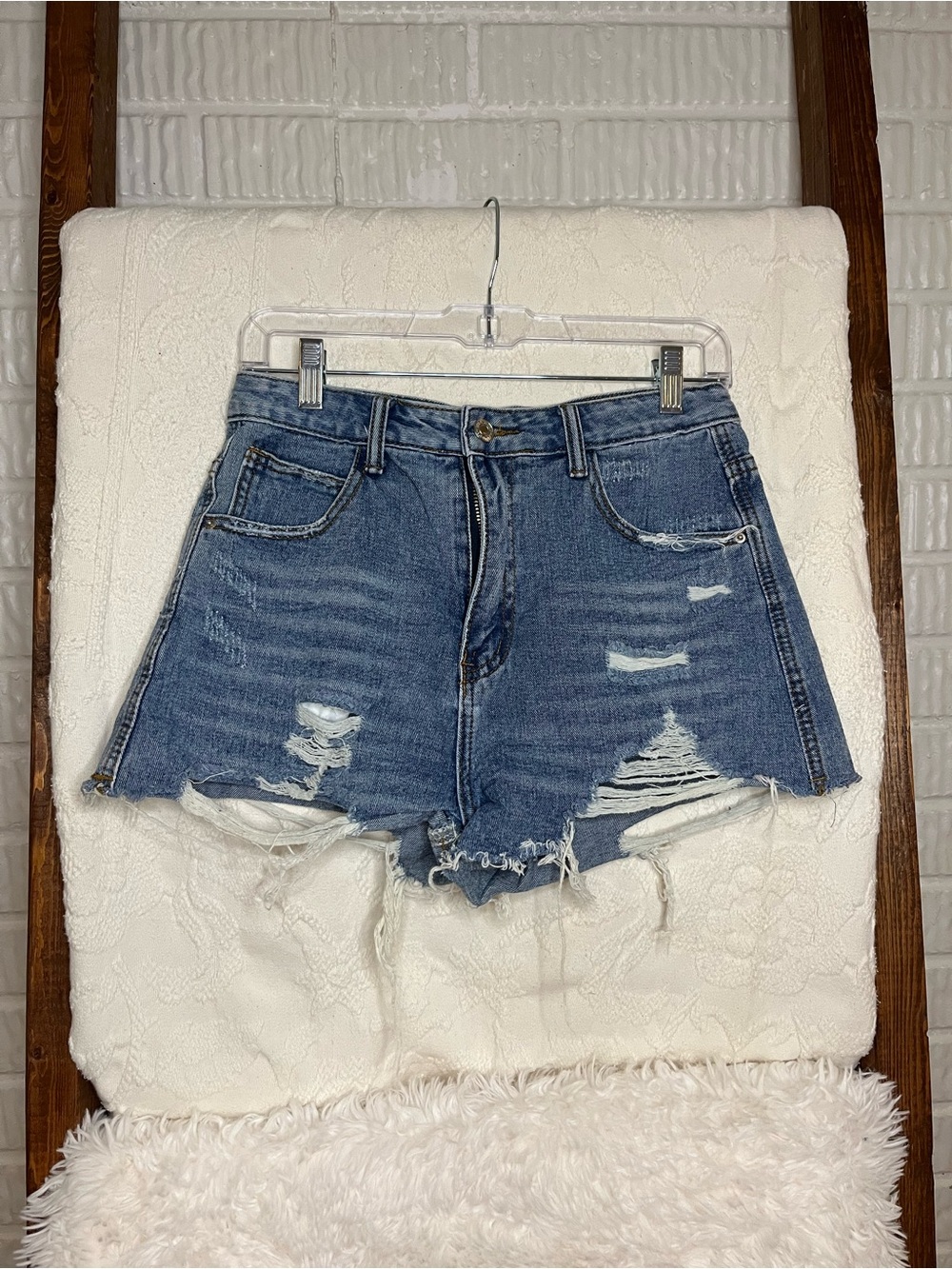Shein Distressed High-Rise Denim Women’s Medium Shorts